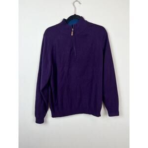 Sojrn 100% Cashmere quarter zip plum purple pullover sweater sz Md